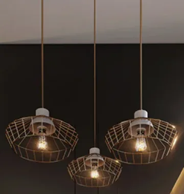 Kafes Üçlü Sarkıt Avize – Gold